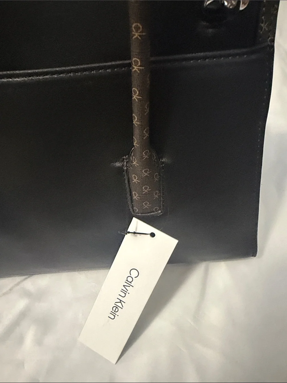 Calvin Klein Black Satchel with CK Logo Plaque